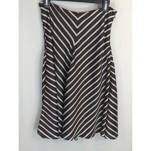 Lauren Ralph Lauren Brown & White Chevron Striped Skirt Size 2 Mermaid Core